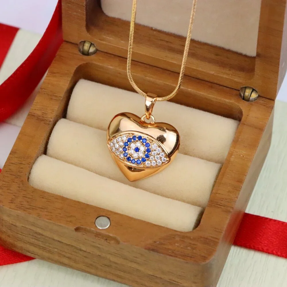 "Heart Shape Evil Eye Pendant in Rose Gold Finish, XPPT1576 - Picture 8 of 13
